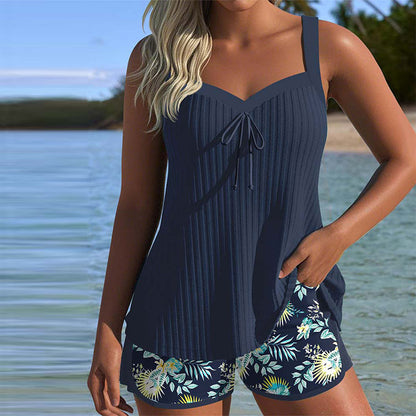 Women's Tummy Control Striped Tankini Swimsuit - Vonnera