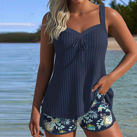 Women's Tummy Control Striped Tankini Swimsuit - Vonnera