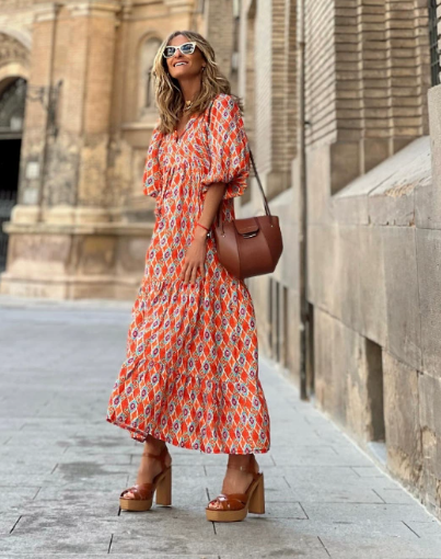 Women's Floral Midi Dress Elegant