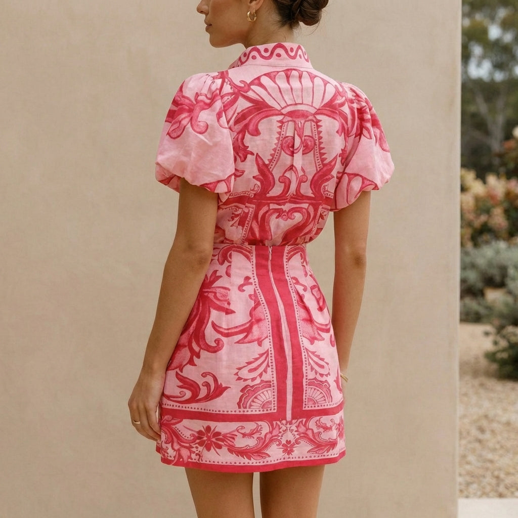 Women's Mini Dress Puff Sleeve A-Line Silhouette