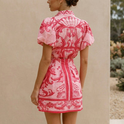 Women's Mini Dress Puff Sleeve A-Line Silhouette