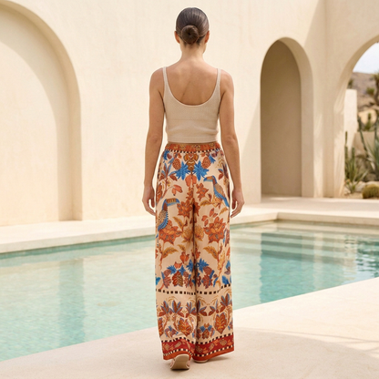 Women's Wide Leg Pants High Waist Flowing Boho Style