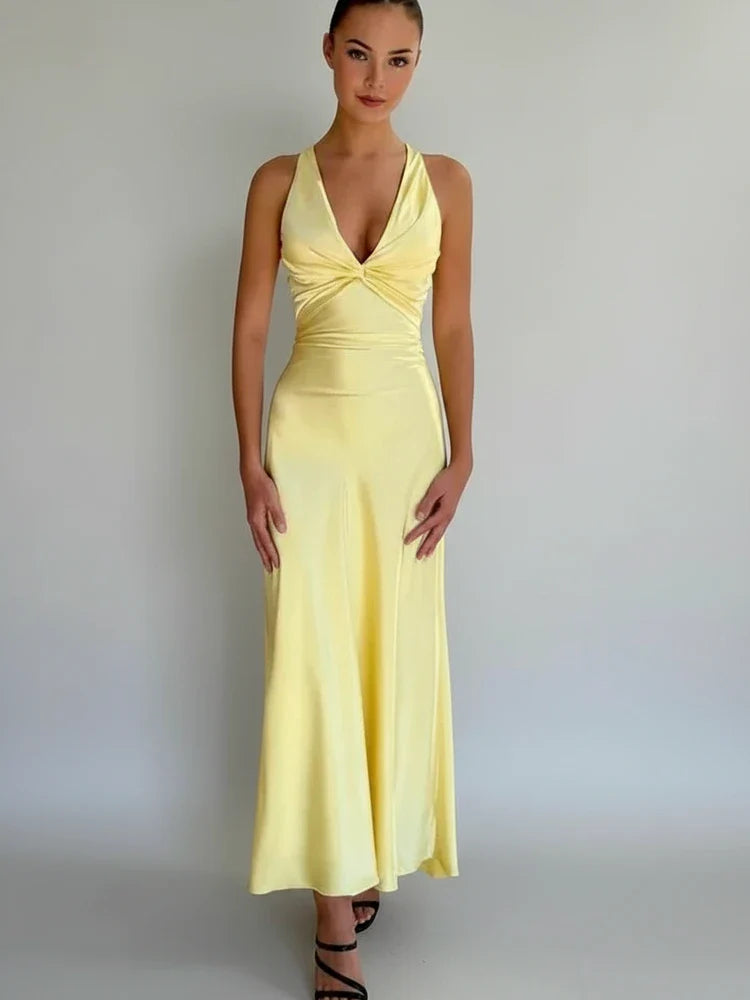 Women's Backless A-Line Midi Dress - Vonnera