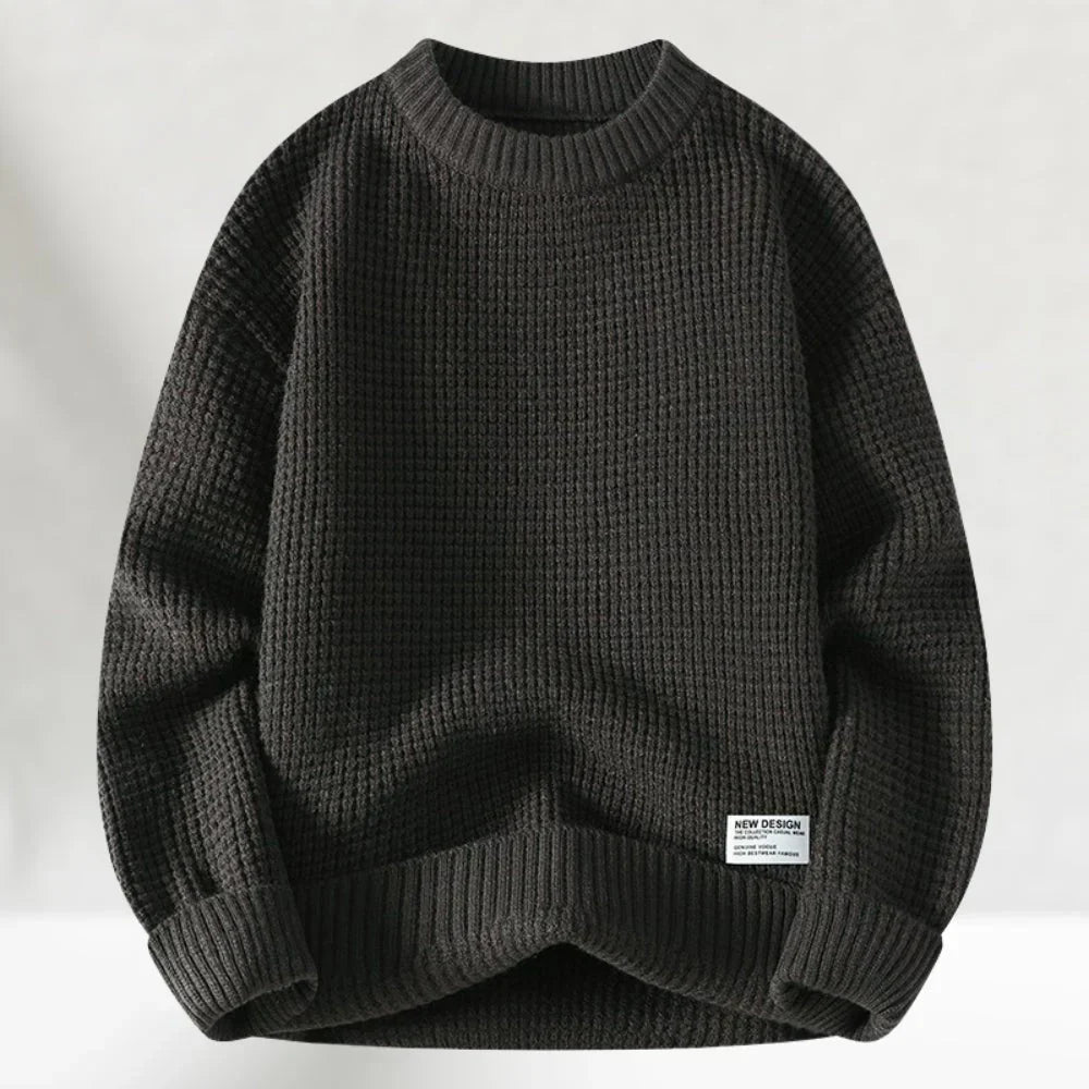 Men's Crew Neck Knitted Sweater Comfortable Ribbed Hem
