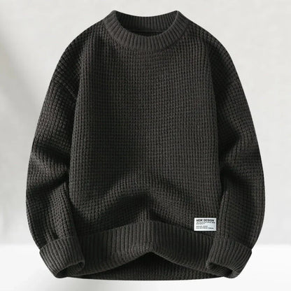 Men's Crew Neck Knitted Sweater Comfortable Ribbed Hem