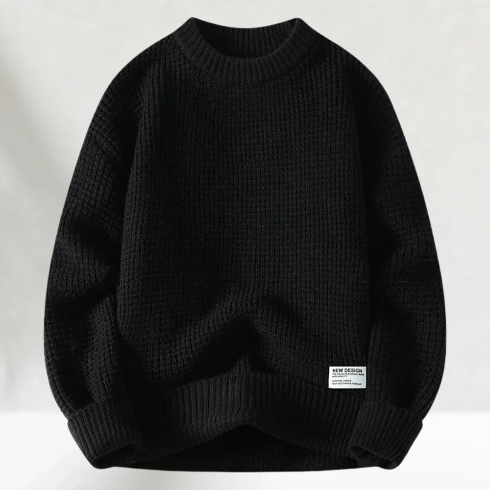 Men's Crew Neck Knitted Sweater Comfortable Ribbed Hem - Vonnera