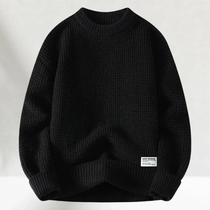 Men's Crew Neck Knitted Sweater Comfortable Ribbed Hem - Vonnera