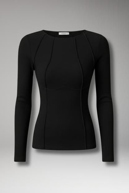 Women's Long Sleeve Ribbed with Piping - Vonnera