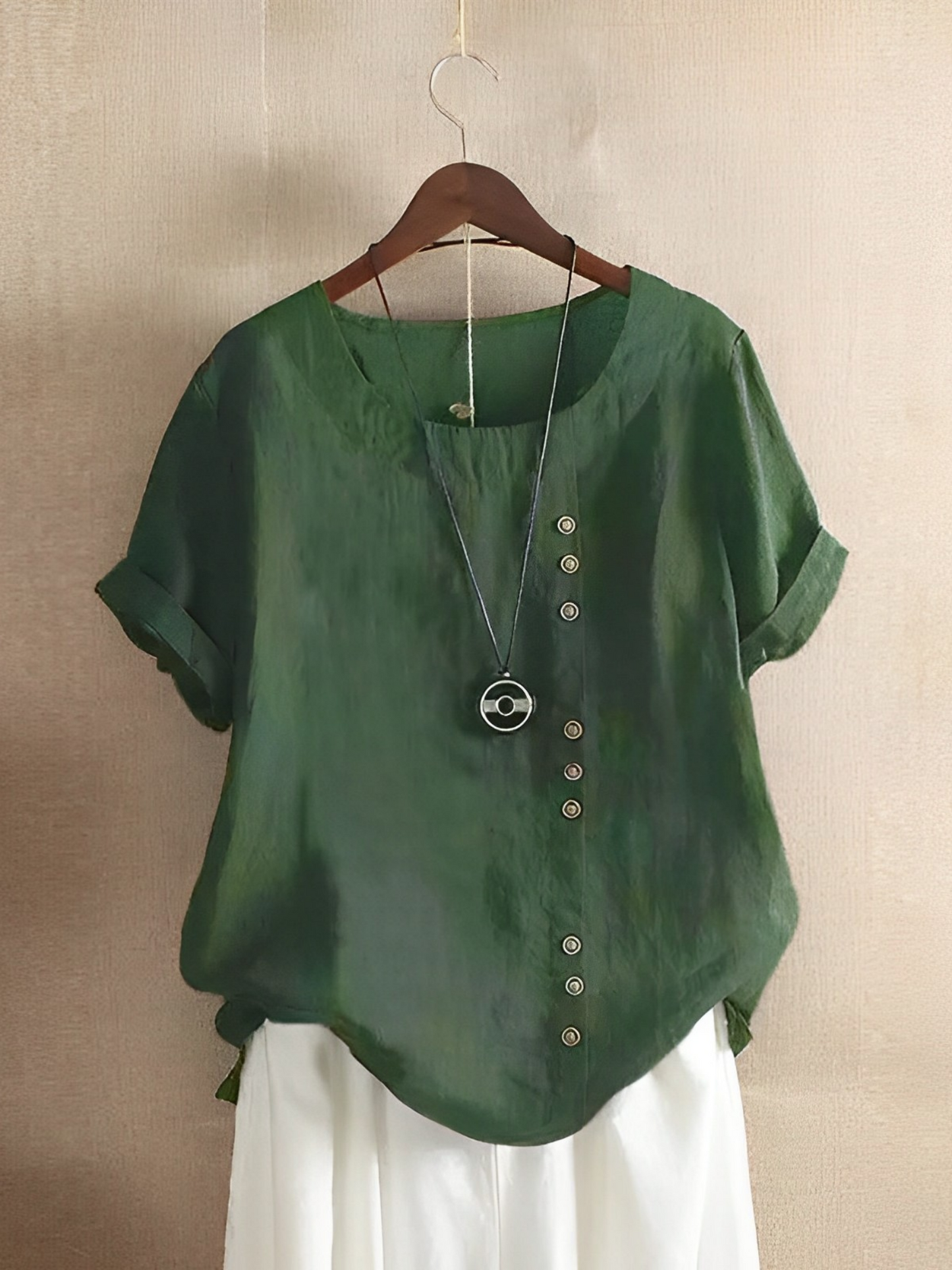 Women's Cotton Linen Blouse Short Sleeve