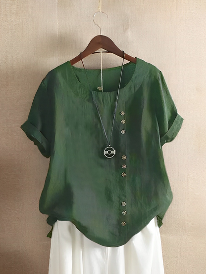 Women's Cotton Linen Blouse Short Sleeve