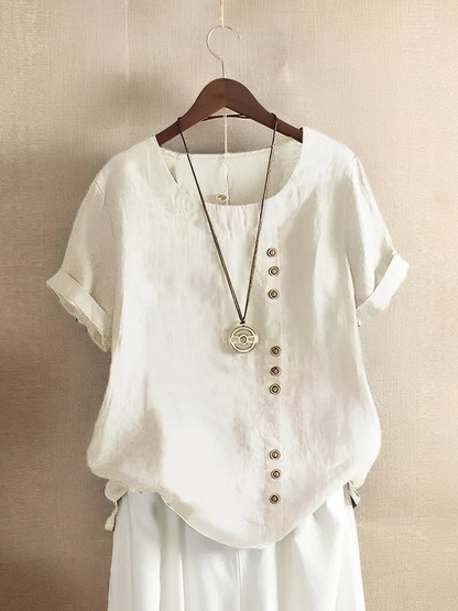 Women's Cotton Linen Blouse Short Sleeve - Vonnera