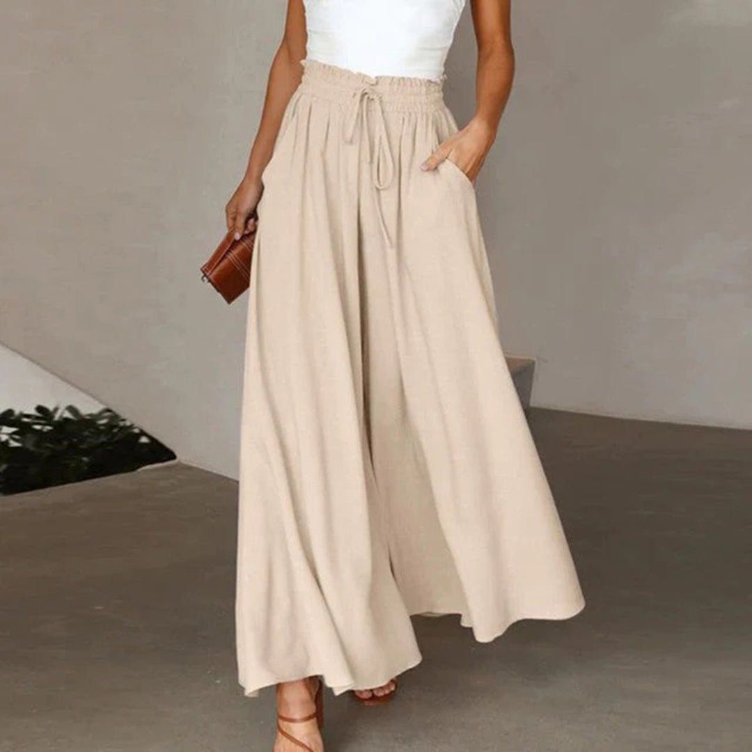 Women's High Waist Wide Leg Smocked Pants