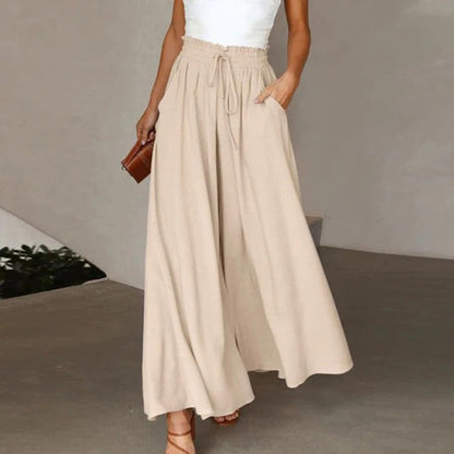 Women's High Waist Wide Leg Smocked Pants