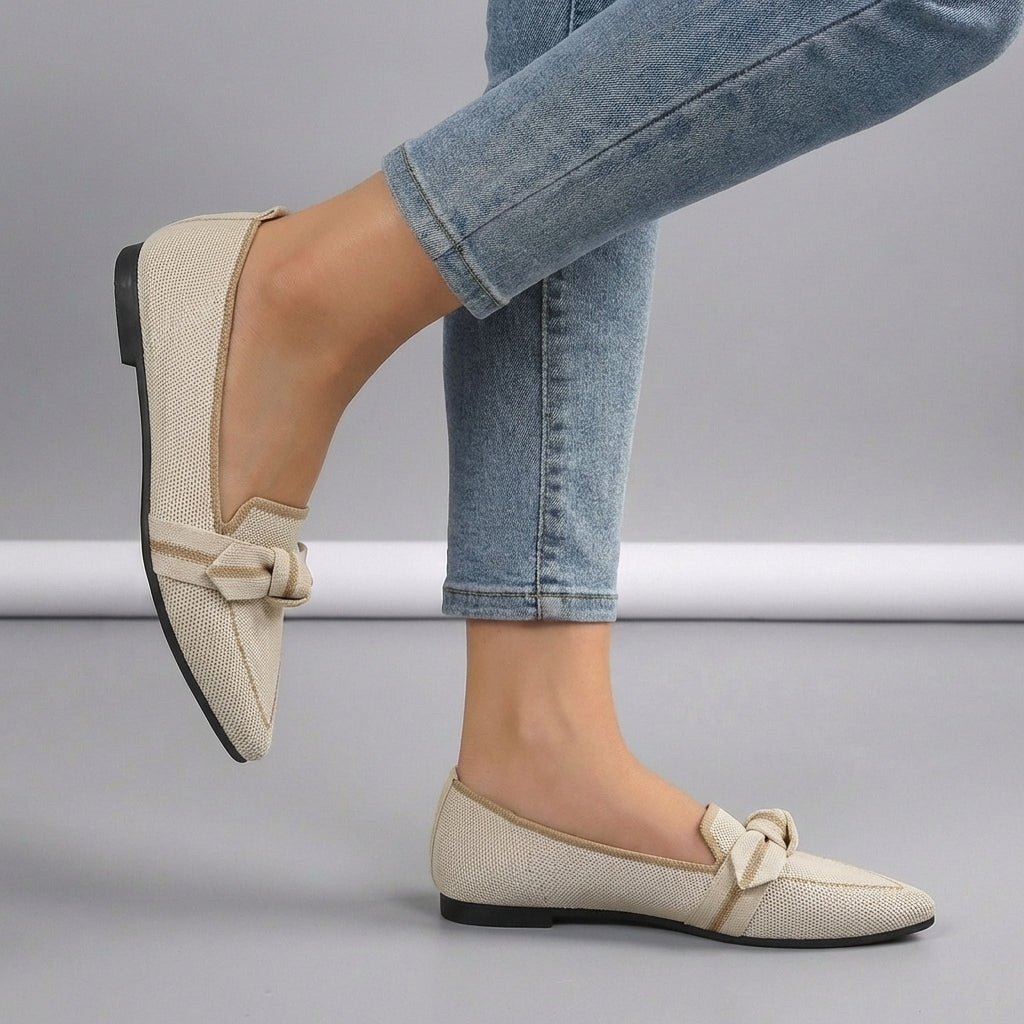 Women's Knitted Slip-On Loafers Pointed Toe Brown - Vonnera