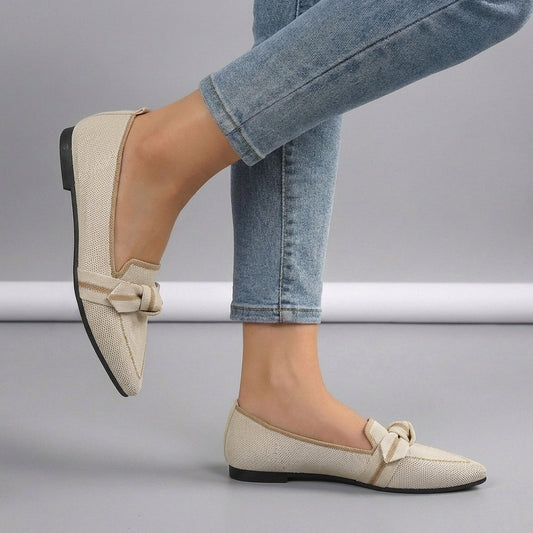Women's Knitted Slip-On Loafers Pointed Toe Brown - Vonnera