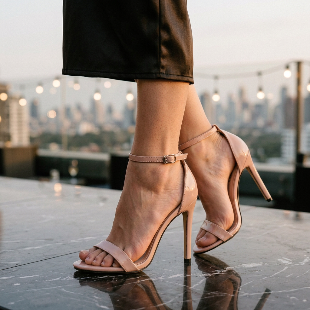Women's High Heel Sandals Ankle Strap Black