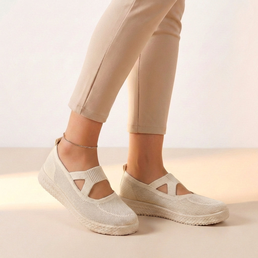 Women's Slip-On Sneakers Breathable Knit Cushioned White - Vonnera