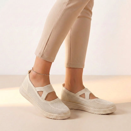 Women's Slip-On Sneakers Breathable Knit Cushioned White - Vonnera