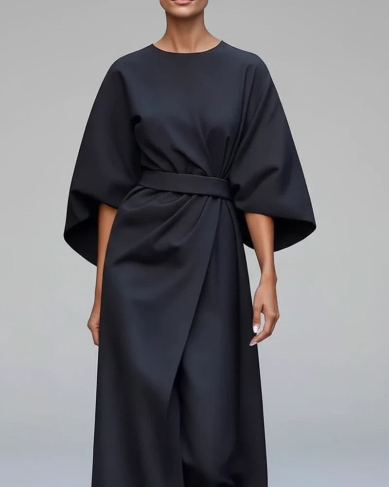 Women's Belted Midi Wrap Dress - Vonnera