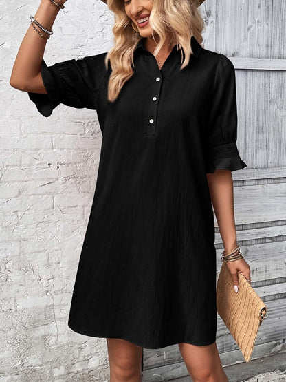 Women's 3/4 Sleeve Shirt Dress Knee Length