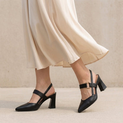 Women's Pointed Toe Slingback Heels Metallic Accent - Vonnera