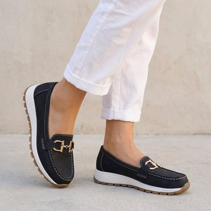 Slip-On Loafers Leather Platform Sole Brown - Vonnera