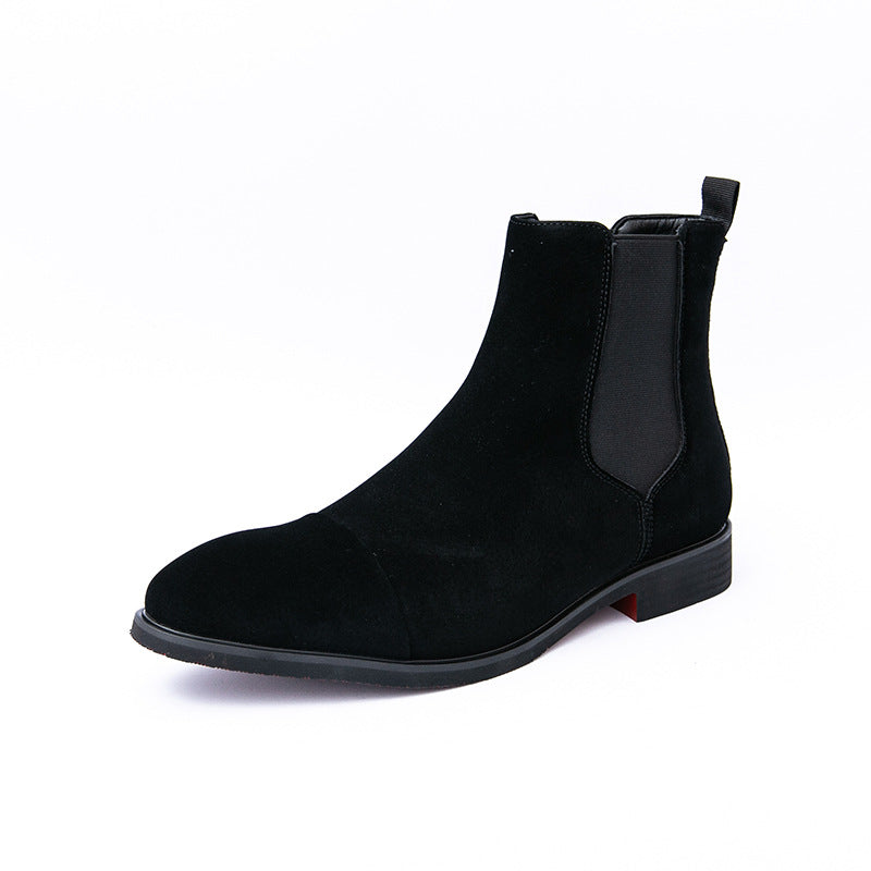 Men's Chelsea Boots Cap Toe Slip-On Ankle Boots Leather Black