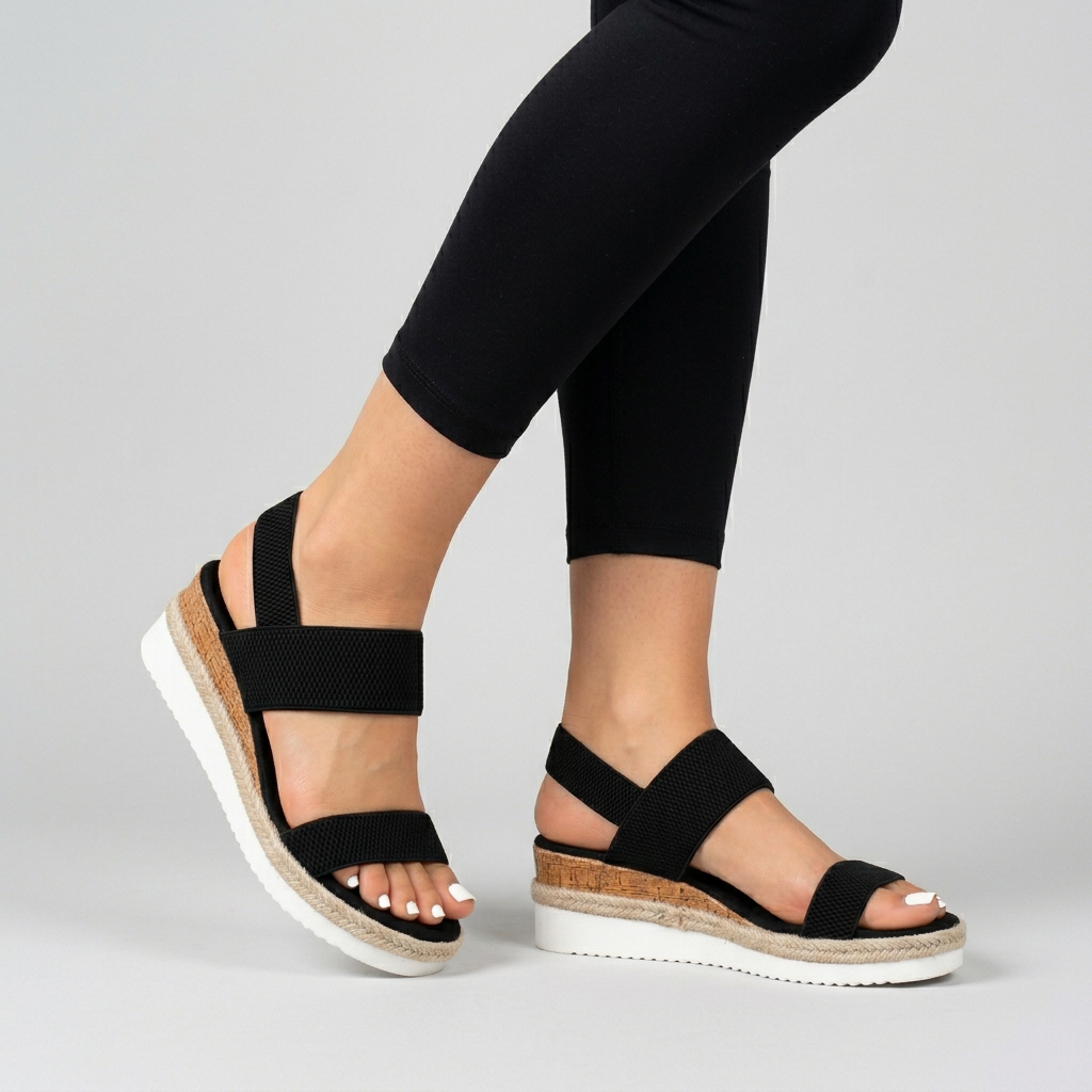 Women's Wedge Sandals Elastic Support Straps