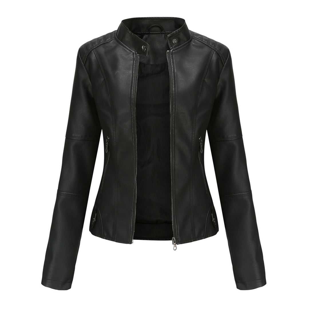 Women's Fitted Moto Jacket Zip-Up - Vonnera