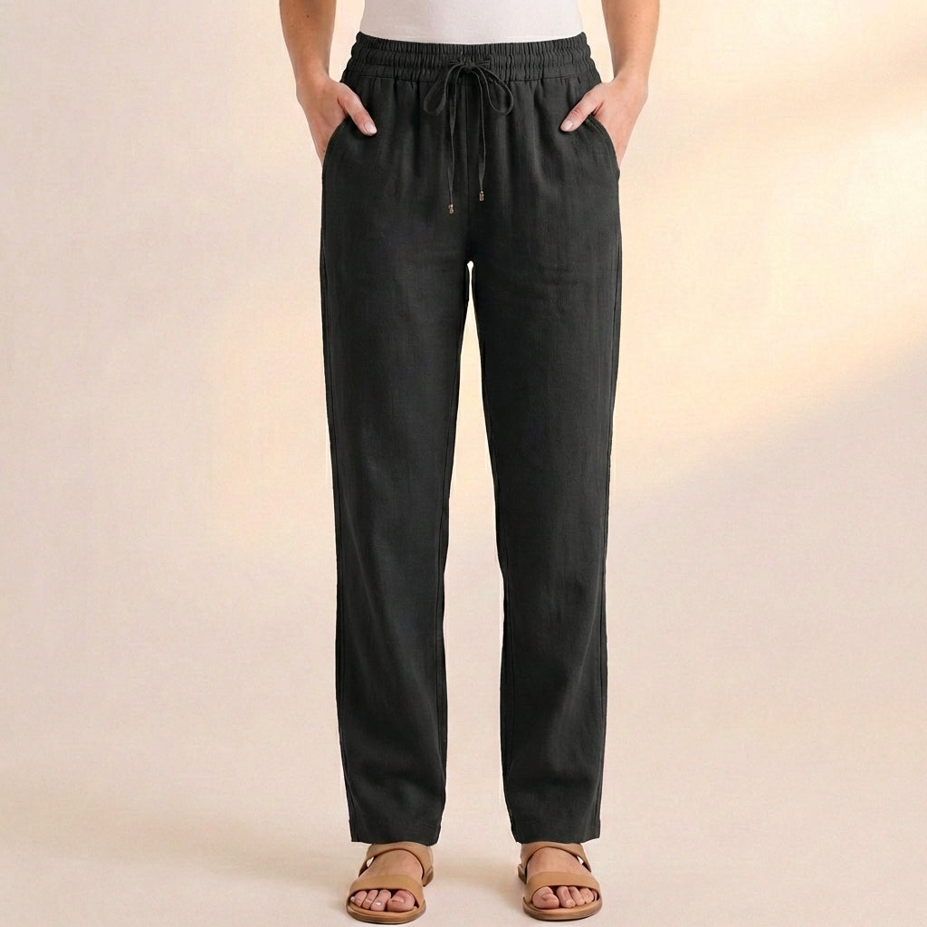 Women's Relaxed Fit Ankle Pants Drawstring Waist - Vonnera