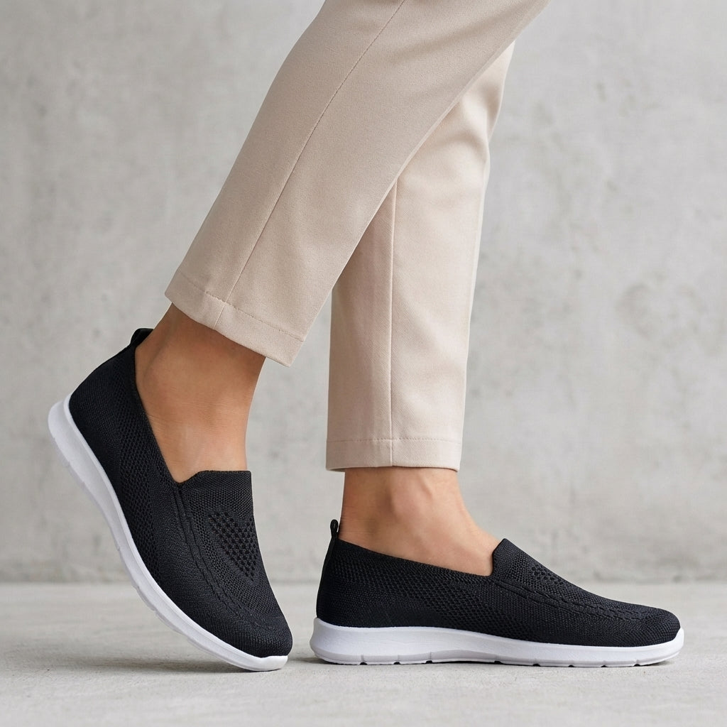 Slip-On Walking Shoes Knit Mesh Cushioned Comfort Fit
