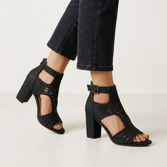 Women's Block Heel Sandal Cut-Out Design - Vonnera