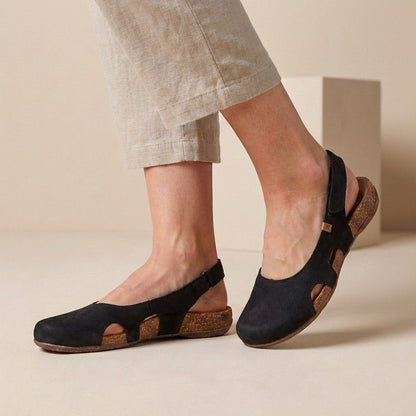 Women's Orthopedic Slingback Sandals Cork Sole Cut-Out Detail - Vonnera
