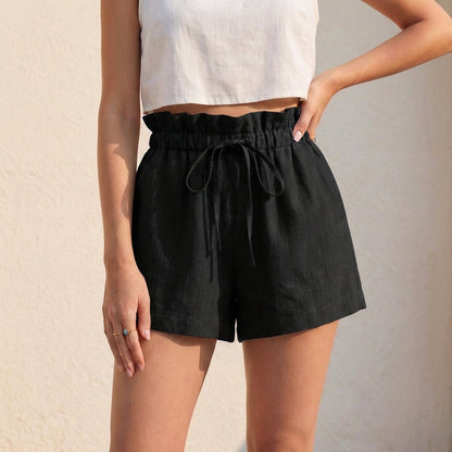 Women's Relaxed Fit Paperbag Shorts Drawstring Waist