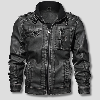 Men's Leather Jacket Black - Vonnera