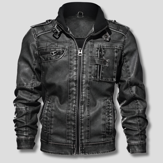 Men's Leather Jacket Black - Vonnera
