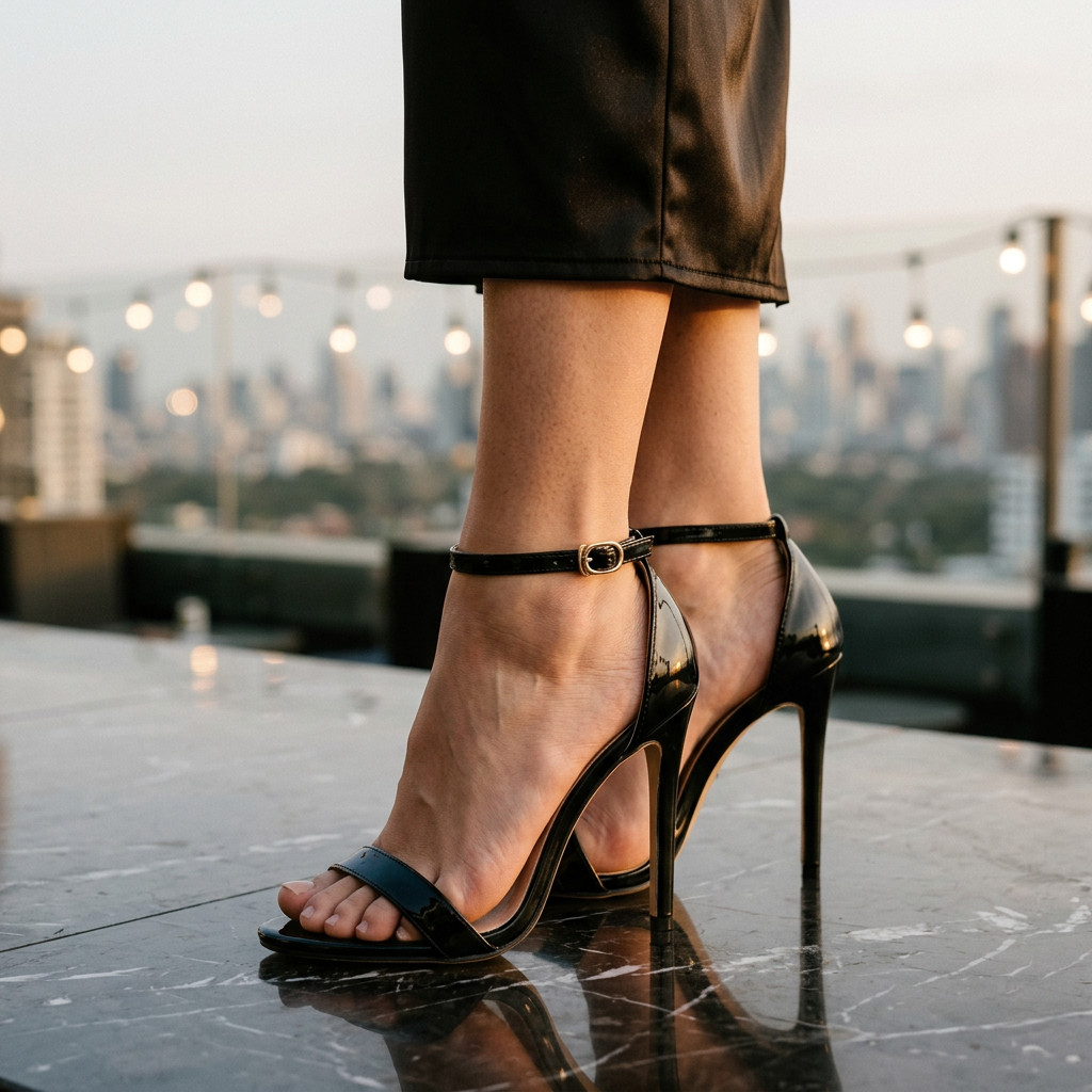 Women's High Heel Sandals Ankle Strap Black