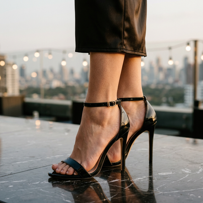 Women's High Heel Sandals Ankle Strap Black