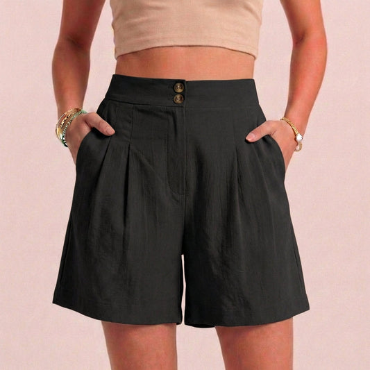 Women's Paperbag Waist Shorts Tailored Side Pockets - Vonnera