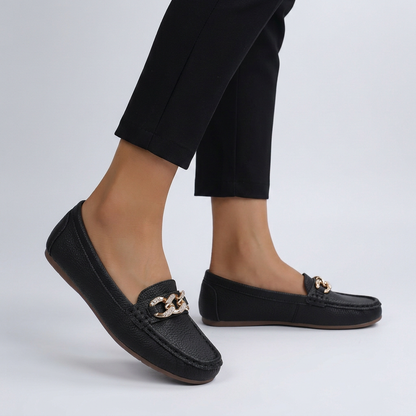 Orthopedic Slip-On Loafers Gold Accent