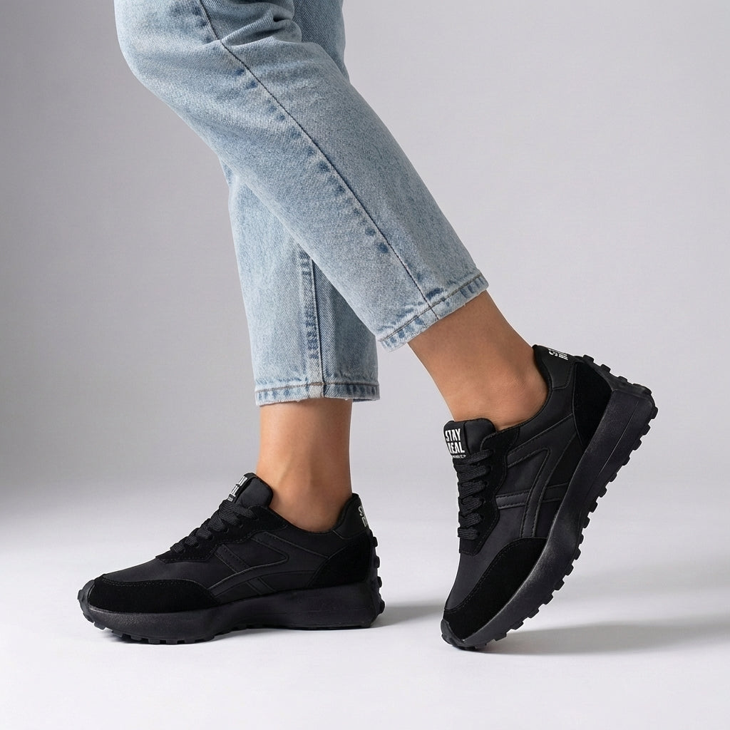 Lace Up Chunky Sole Sneakers Bold Graphic Detail - Vonnera