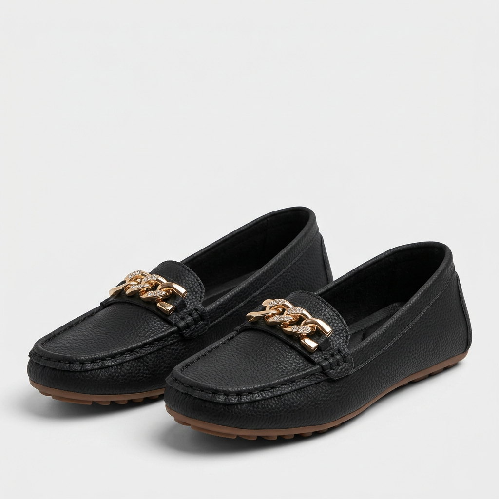 Orthopedic Slip-On Loafers Gold Accent