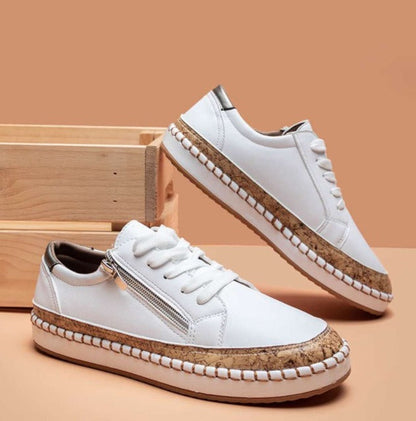 Women's Floral Lace Up Sneakers Zip Closure