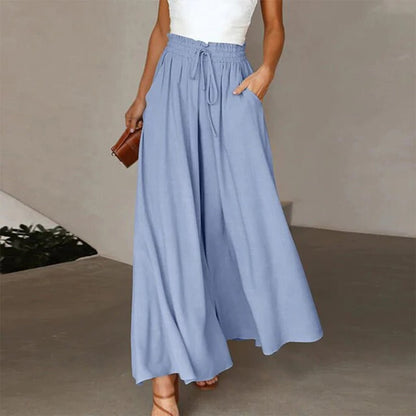 Women's High Waist Wide Leg Smocked Pants