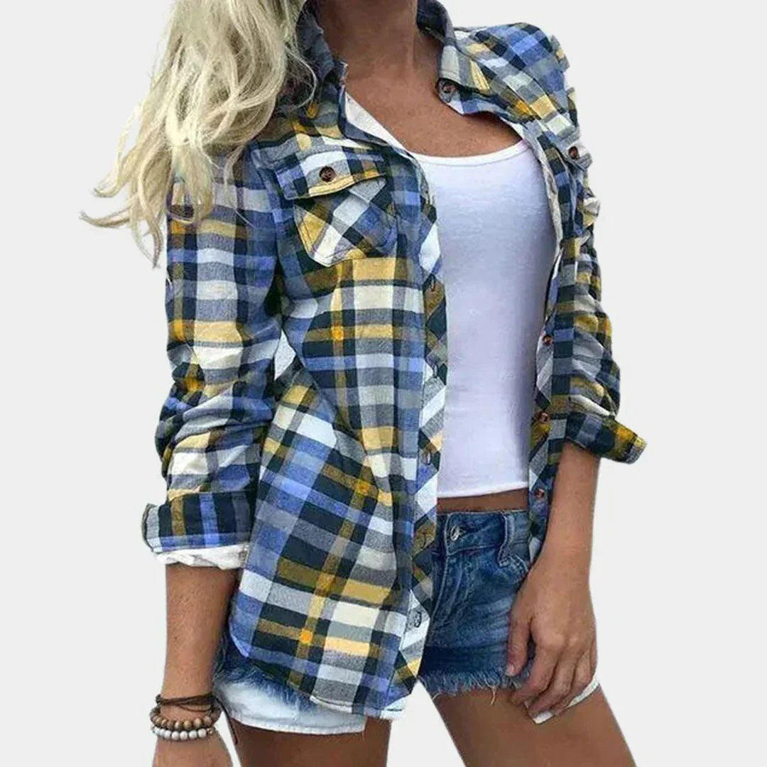 Women's Plaid Blouse Classic Pattern Feminine Style