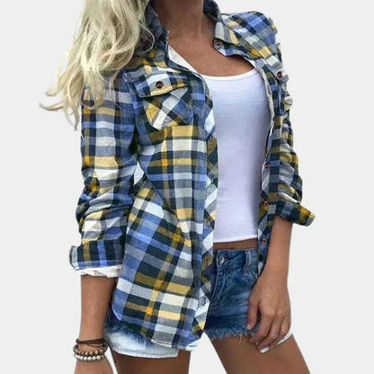 Women's Plaid Blouse Classic Pattern Feminine Style