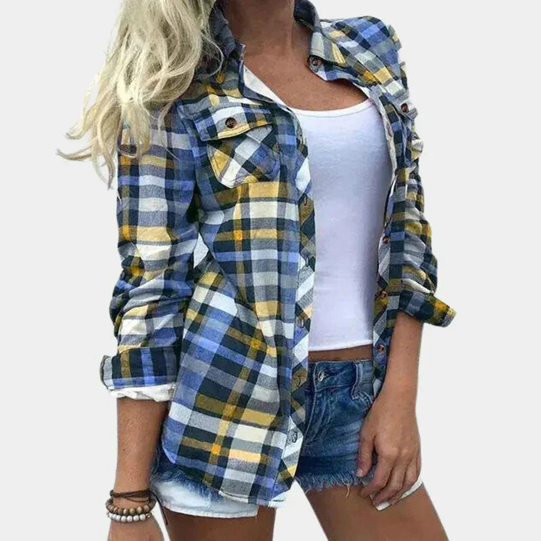 Women's Plaid Blouse Classic Pattern Soft