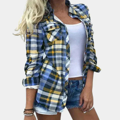 Women's Plaid Blouse Classic Pattern Soft