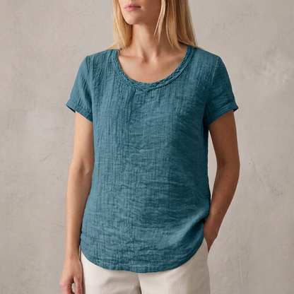 Relaxed Fit T-Shirt Cuffed Sleeves Rounded Hem