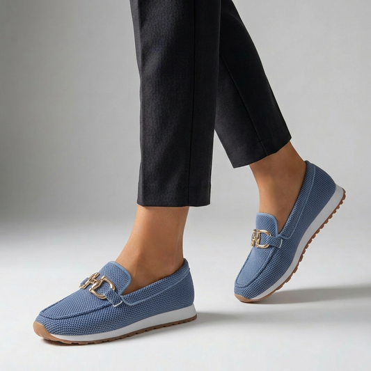 Women's Relaxed Knit Loafers Gold Tone Elevated Platform - Vonnera